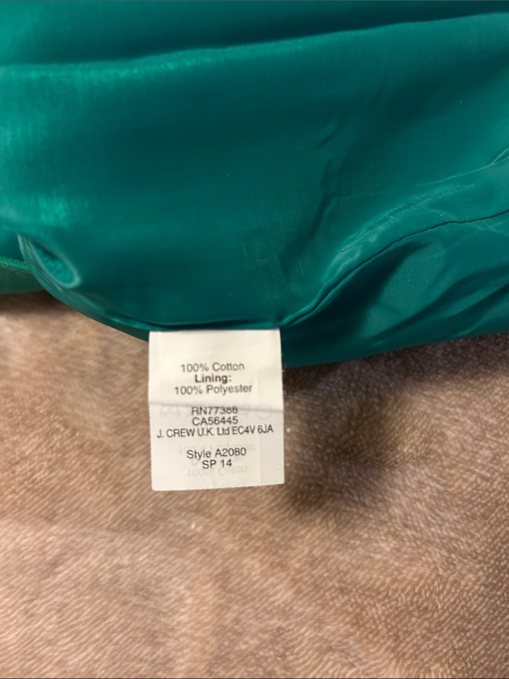 J. Crew Emerald Green Pencil Skirt Cotton Twill,  Size 0O - Picture 4 of 7
